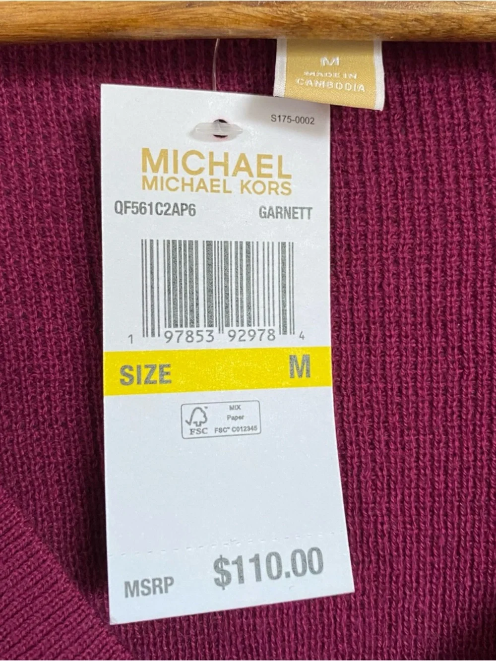 NWT Michael Kors Garnett V Neck Sweater Medium